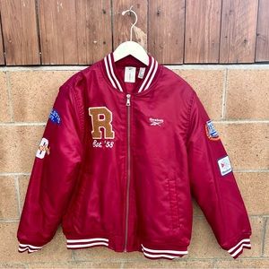 Unisex Reebok Varsity-Striped Bomber Jacket